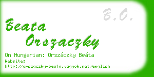 beata orszaczky business card