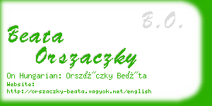 beata orszaczky business card